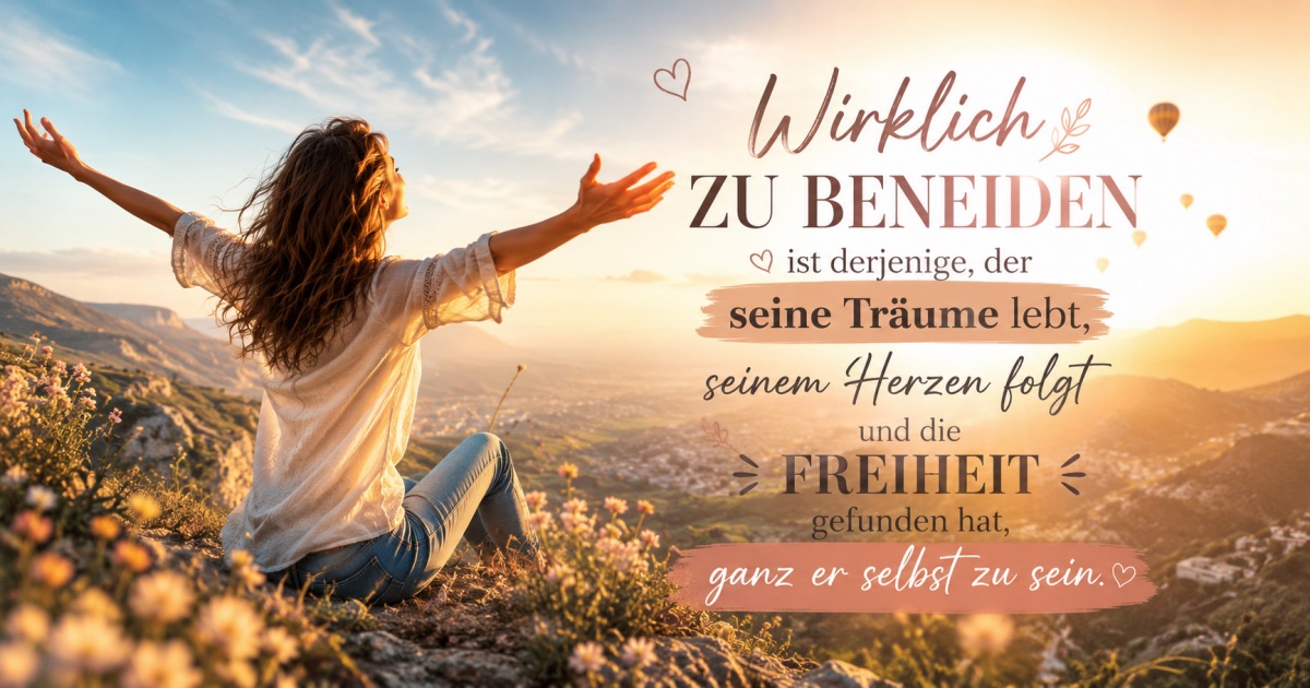 Wirklich zu beneiden ist derjenige, der seine Träume lebt, seinem Herzen folgt und die Freiheit gefunden hat, ganz er selbst zu sein