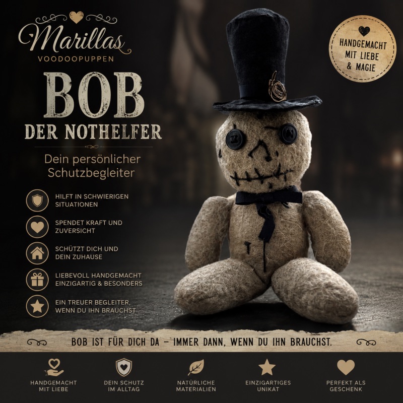 Marillas Voodoopuppe Bob – Der Nothelfer an deiner Seite