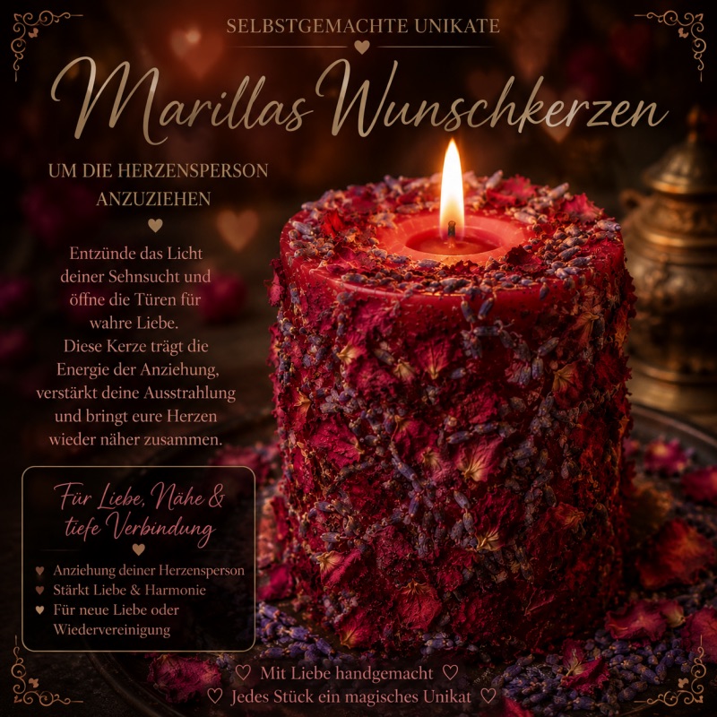 Marillas Wunschkerzen – Selbstgemachte Unikate für Liebe & Herzenswünsche