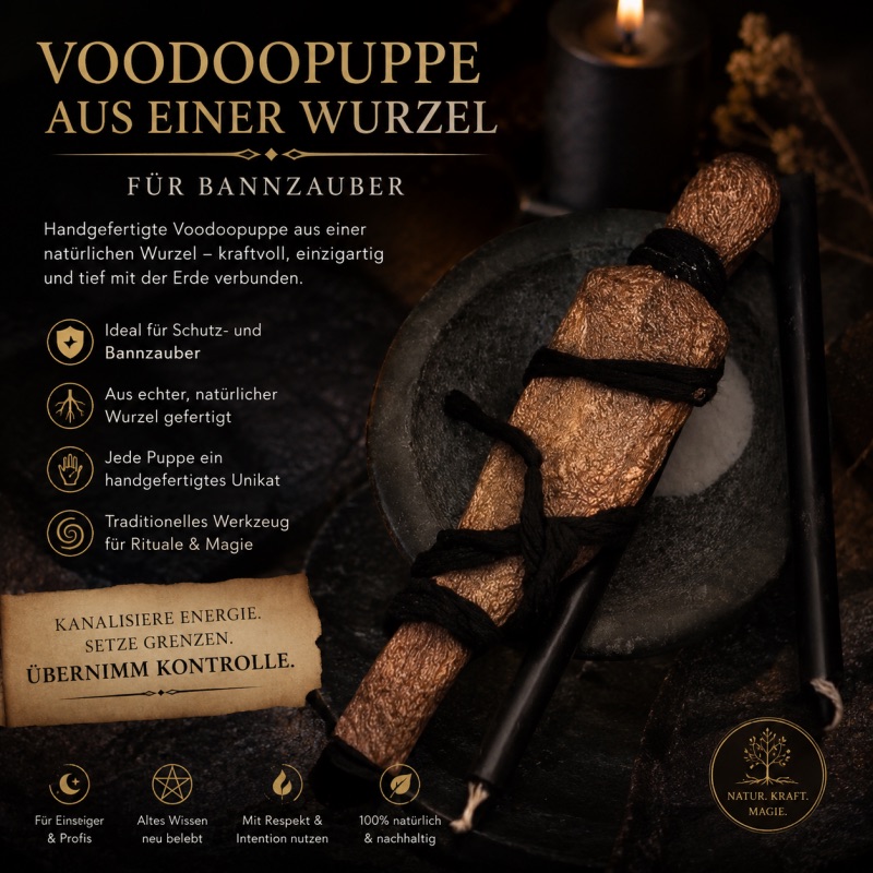 Voodoopuppe aus natürlicher Wurzel – Für Bannzauber, Wünsche und spirituelle Rituale