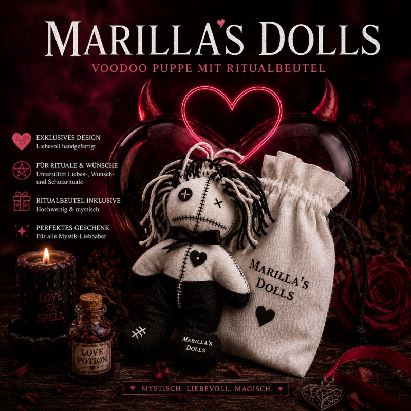 Marilla's Dolls – Voodoopuppe mit Ritualbeutel – Liebe, Schutz & Magie